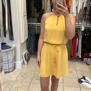 White House black market yellow halter dress